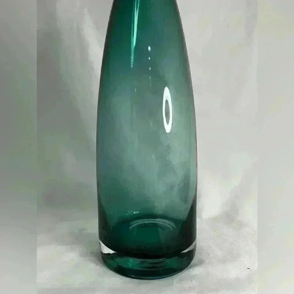 Teal glass carafe  bottle - Picture 4 of 4